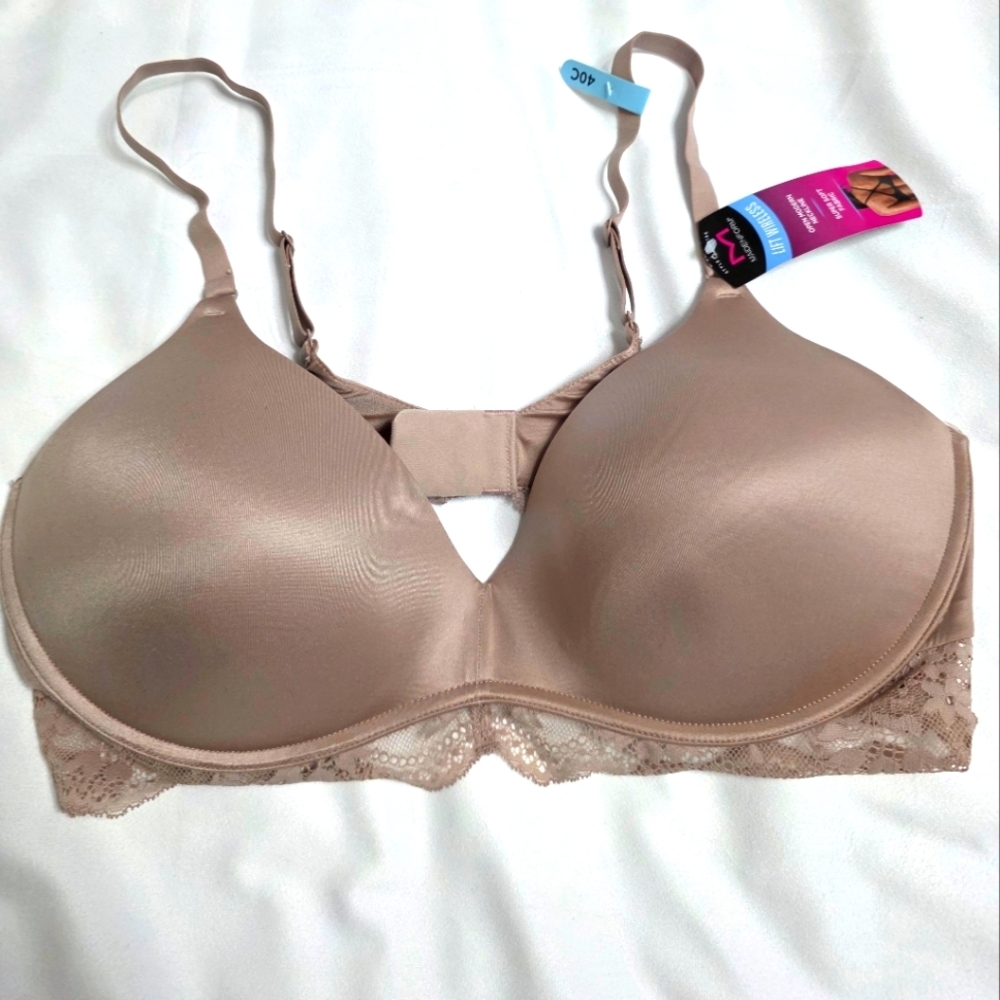 Maidenform Wireless Lift Bra with Scalloped Lace Edge-  Beige Size 40C  $48 NWT